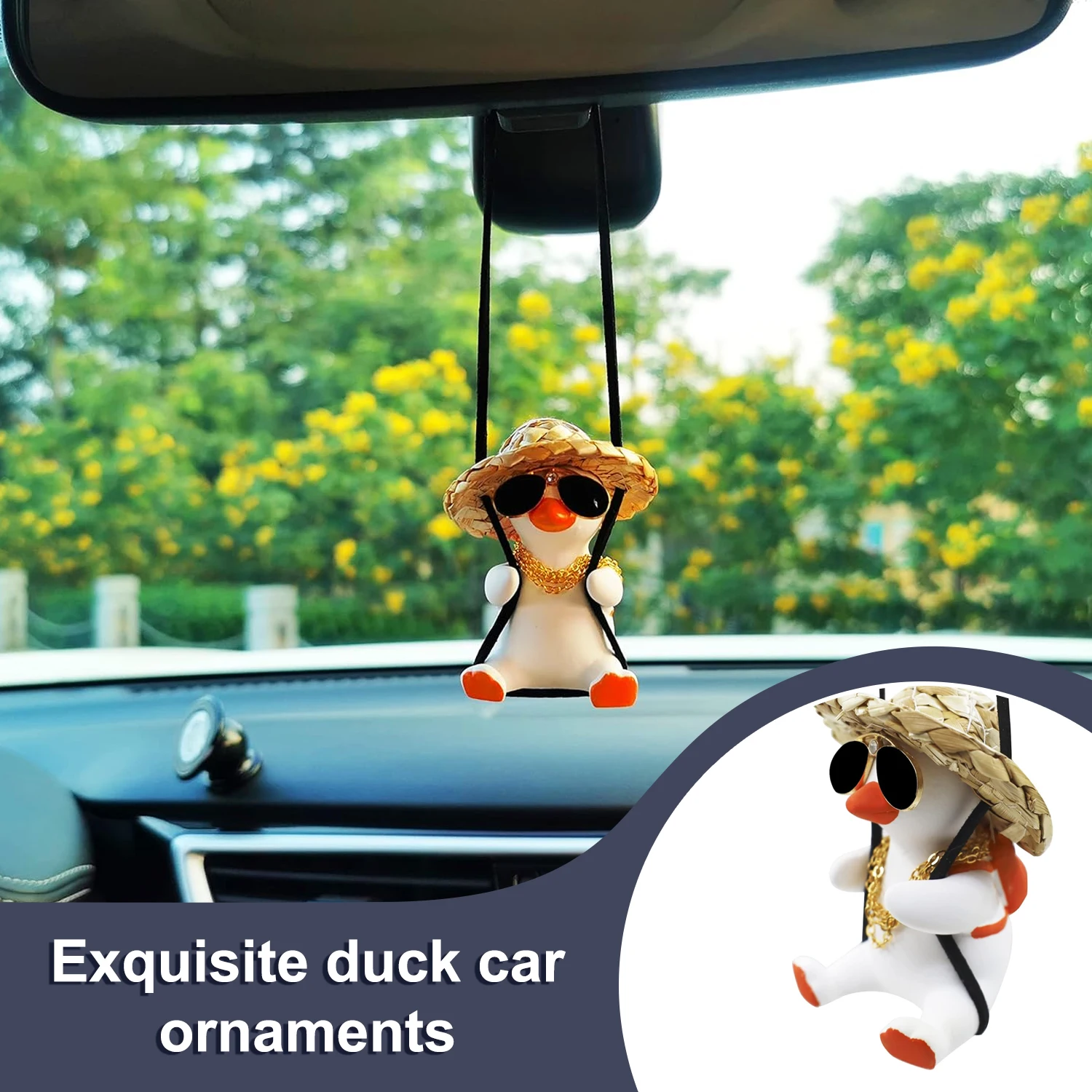 Swing Duck Car Hanging Ornament & Car Mirror Decor Hanging, Car Decoration Rearview Mirror Accessories, Fun Car Accessories, For - Image 3