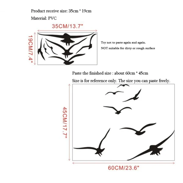 HonC A Flock Of Seabirds Wall Stickers Living Room Bedroom Home Background DIY Decoration Mural Art Decals Carved Wallpaper - Image 2