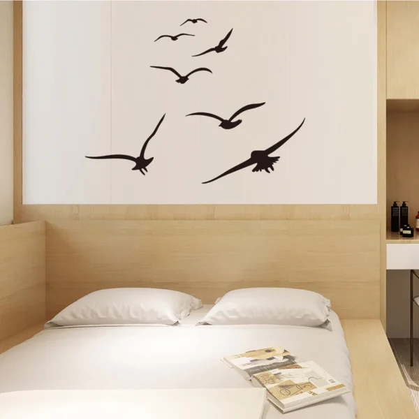 HonC A Flock Of Seabirds Wall Stickers Living Room Bedroom Home Background DIY Decoration Mural Art Decals Carved Wallpaper - Image 4
