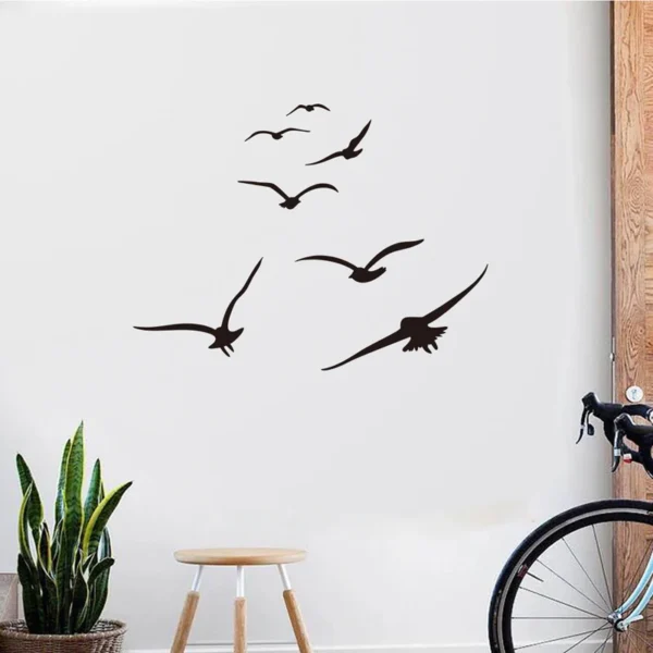 HonC A Flock Of Seabirds Wall Stickers Living Room Bedroom Home Background DIY Decoration Mural Art Decals Carved Wallpaper - Image 3
