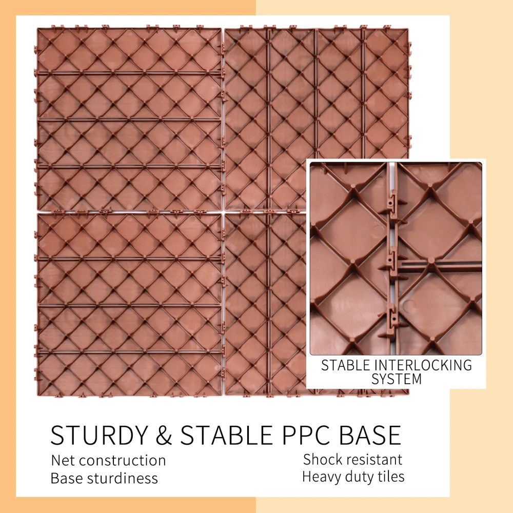 Plastic Interlocking Deck Tiles, Patio Flooring Outdoor Waterproof All Weather Use for Garden Poolside Front/Back Yard - Image 4