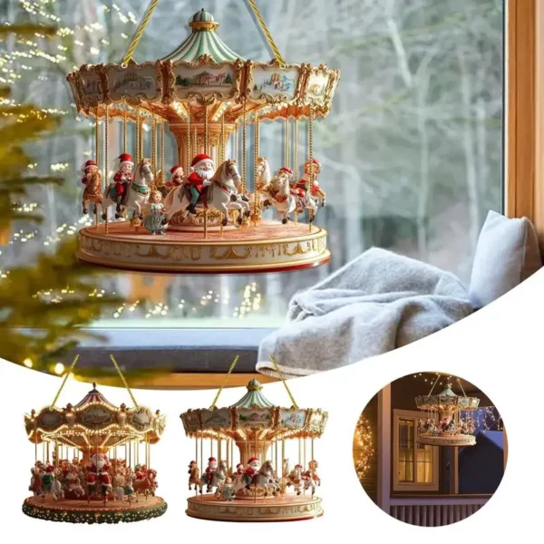 New 2d Rotating Santa Claus Pendant Christmas Day Activities Decorations Doors And Windows Small Listing Household Items