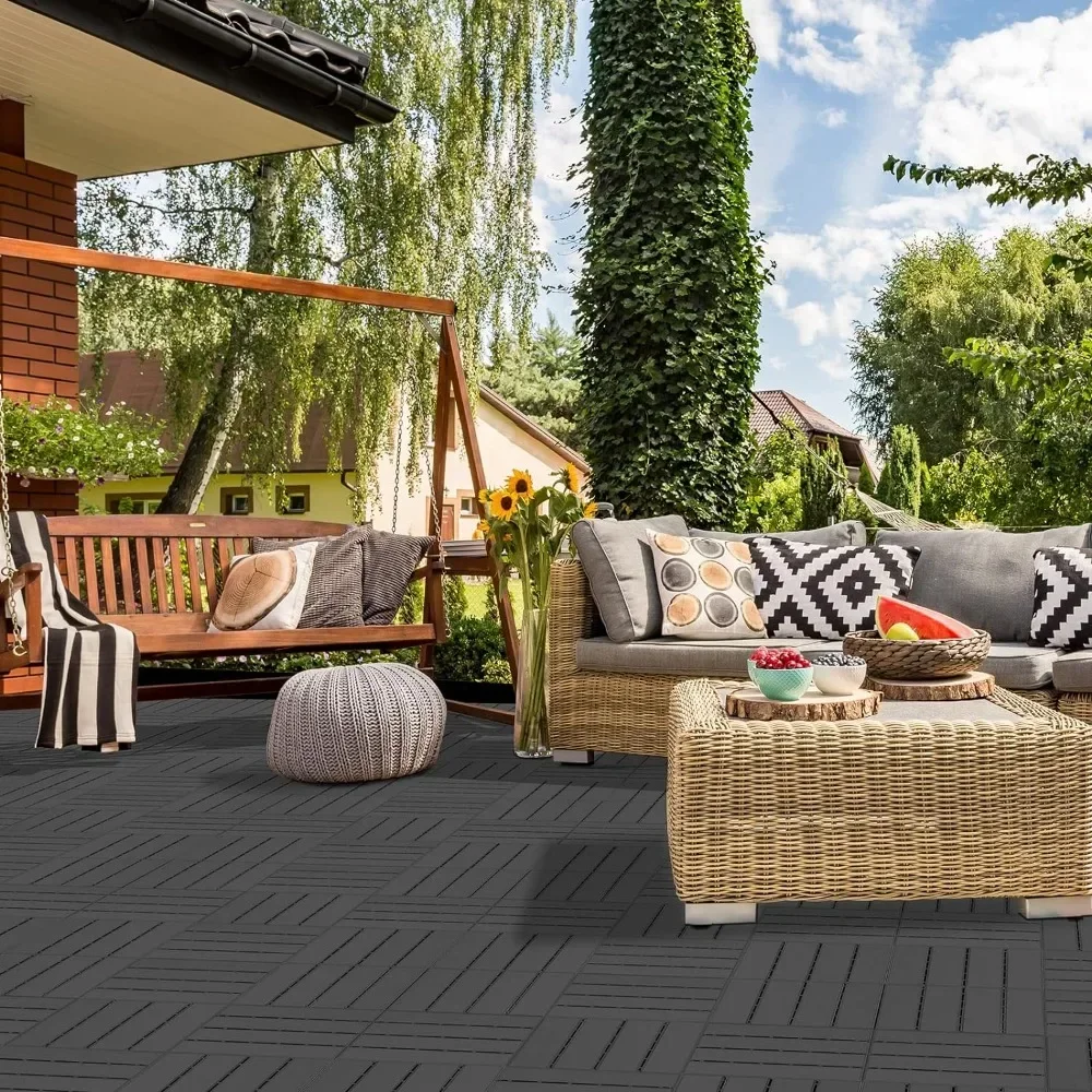 Plastic Interlocking Deck Tiles Waterproof Patio Balcony Flooring,12"x12" Outdoor Interlocking Deck Tile Decking Tiles 27 sq. ft - Image 2