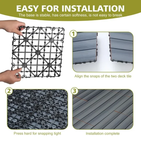 Wood Plastic Composite Patio Deck Tiles,DIY Interlocking Decking Tiles, Floor Tile,Durable, Maintenance,Waterproof,Indoor - Image 4