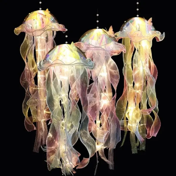1PC New Gradient Jellyfish Light Decoration LED Light Festival Pendant Courtyard Lighting Handmade Light Small Night Light - Image 5