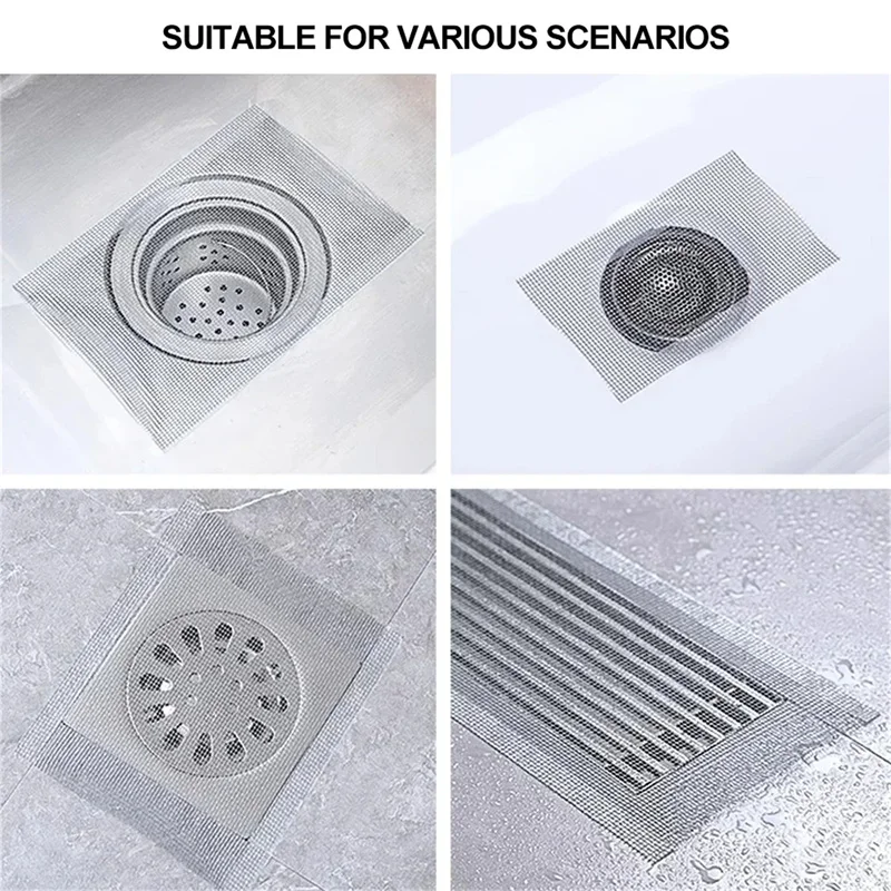 Cuttable Shower Drain Hair Catcher Self-Adhesive Floor Drain Stickers Disposable Mesh Bathroom Kitchen Sink Hair Filter - Image 14