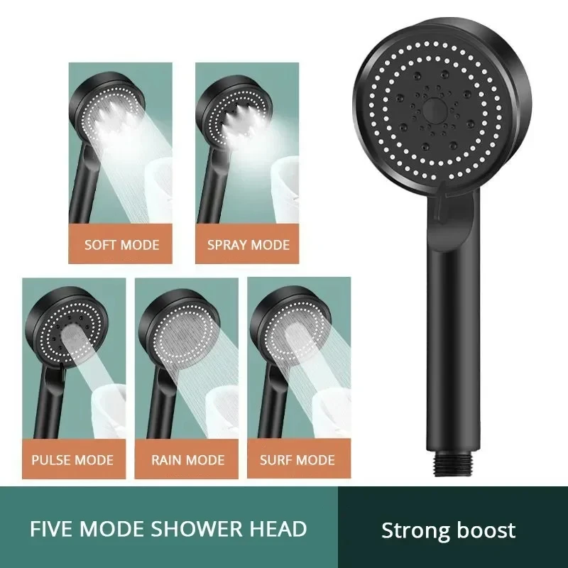 Booster Shower Head 5 Modes Household Adjustable High Pressure Water Massage Shower Head Handheld Spray Shower Bathroom Supplies - Image 15