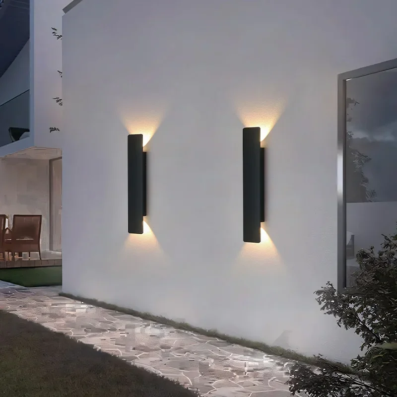 Outdoor Waterproof Wall Lamps Strip Aluminum Wall Lights 18W LED Black Wall Lamp Bedroom Exterior Outdoor Lighting Fixtures - Image 2