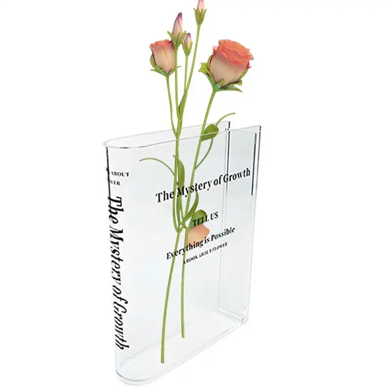 Clear Acrylic Vase Clear Book Shaped Vase Decorative Clear Flower Arrangement Vase Acrylic Vase For Home Bedroom Office Decor