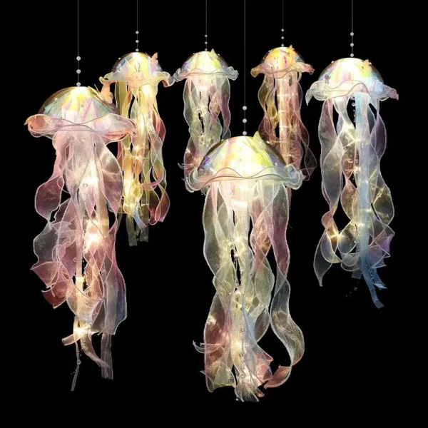 1PC New Gradient Jellyfish Light Decoration LED Light Festival Pendant Courtyard Lighting Handmade Light Small Night Light - Image 6