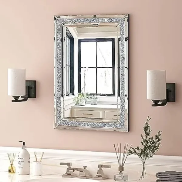 Decorative Mirror, 32 x 24 Inches Decorative Crystal Mirrors for Wall Decor, Living Room Luxury Modern Mirrored Home Decoration - Image 6