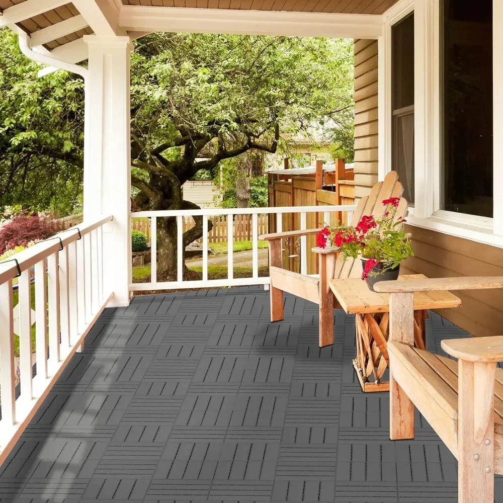 Plastic Interlocking Deck Tiles Waterproof Patio Balcony Flooring,12"x12" Outdoor Interlocking Deck Tile Decking Tiles 27 sq. ft - Image 5