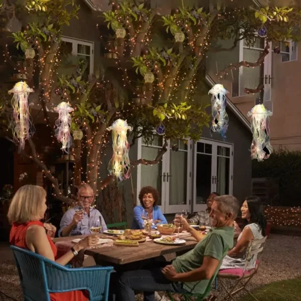 1PC New Gradient Jellyfish Light Decoration LED Light Festival Pendant Courtyard Lighting Handmade Light Small Night Light - Image 9