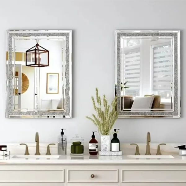 Decorative Mirror, 32 x 24 Inches Decorative Crystal Mirrors for Wall Decor, Living Room Luxury Modern Mirrored Home Decoration - Image 3