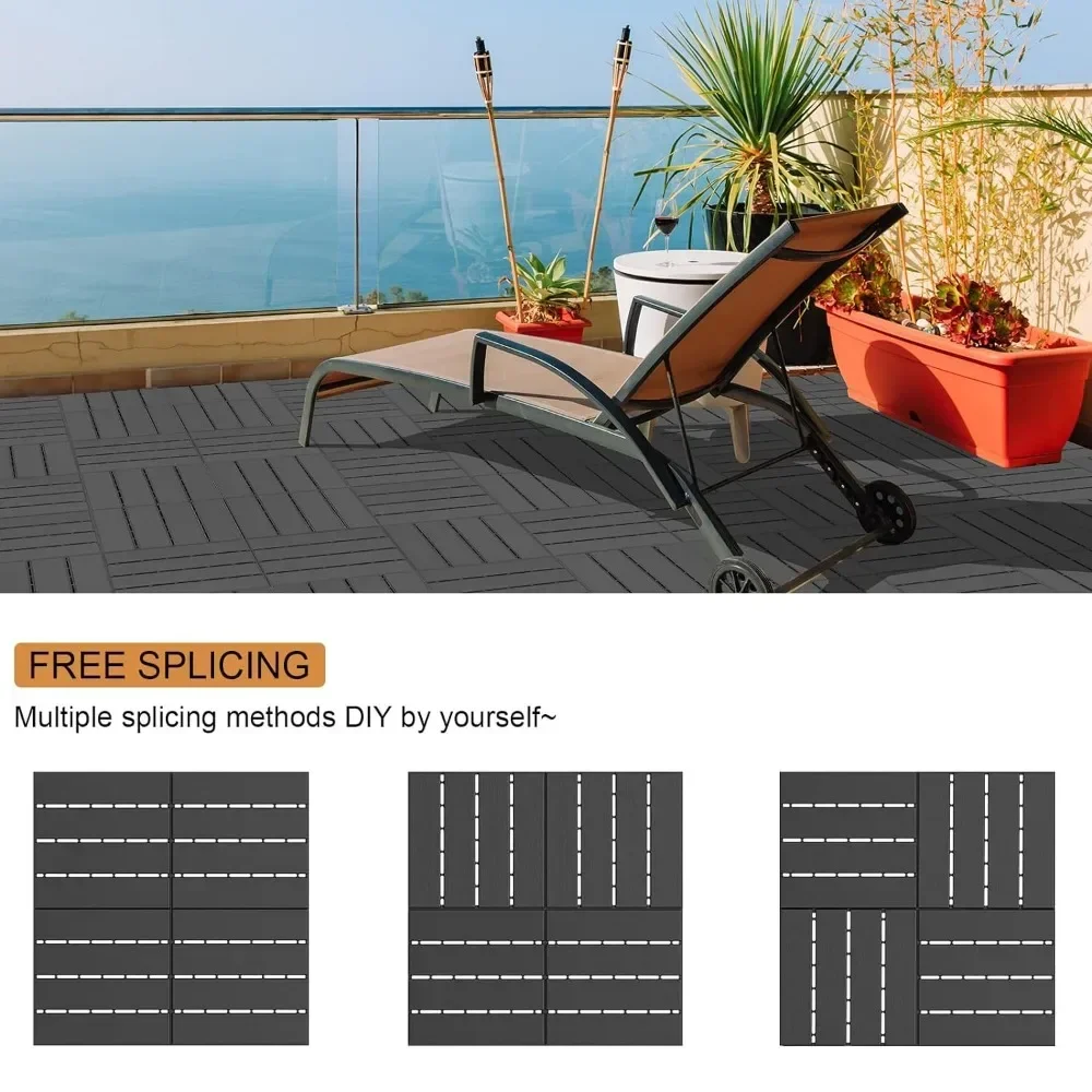 Plastic Interlocking Deck Tiles Waterproof Patio Balcony Flooring,12"x12" Outdoor Interlocking Deck Tile Decking Tiles 27 sq. ft - Image 6