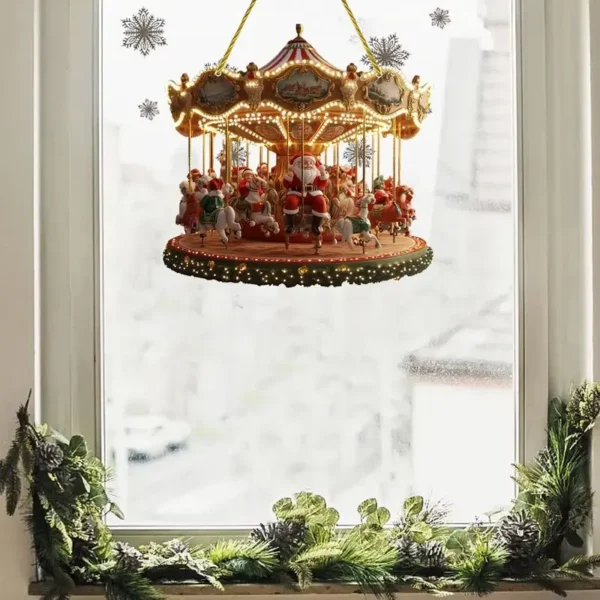 New 2d Rotating Santa Claus Pendant Christmas Day Activities Decorations Doors And Windows Small Listing Household Items - Image 4
