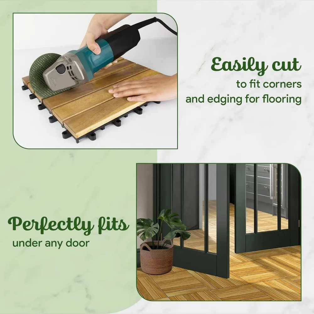 Premium Acacia Interlocking Deck Tiles (Not Fir, Not Plastic)- 54 Pcs Outdoor Tiles for Patio Flooring, Flooring, Garden Floor - Image 3