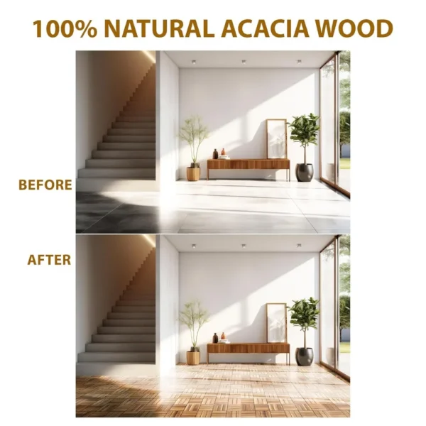Acacia Wood Flooring Interlocking Deck Tiles for Patio Decor, Waterproof Indoor & Outdoor Decor - Balcony Garden Decking Tile - Image 6