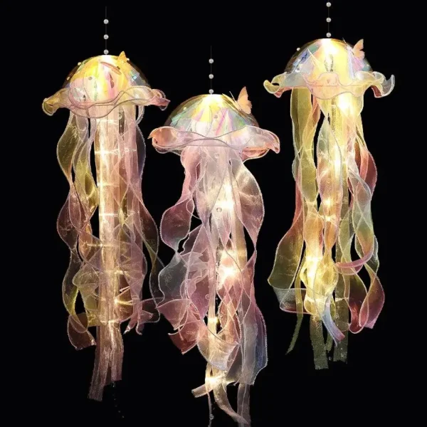 1PC New Gradient Jellyfish Light Decoration LED Light Festival Pendant Courtyard Lighting Handmade Light Small Night Light - Image 2