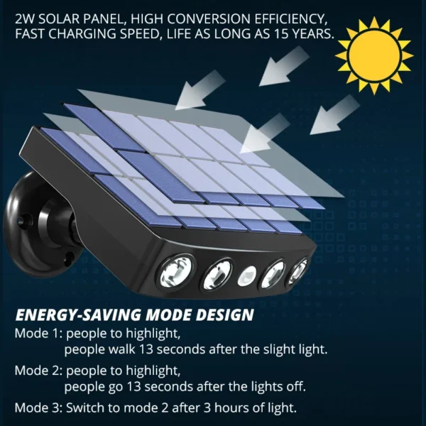 Powerful Solar Powered Led Wall Light Outdoor Motion Sensor Waterproof IP65 Lighting for Garden Path Garage Yard Street Lamps - Image 6