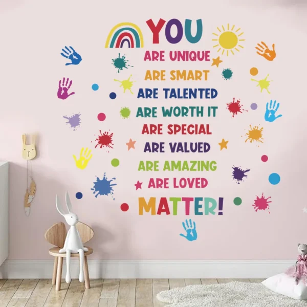 English motivational text wall sticker, removable children's room, daycare background decoration wall sticker