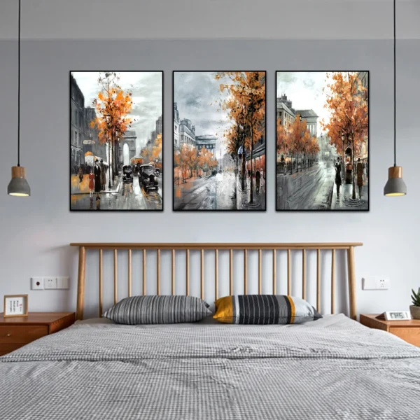 Abstract City Street Autumn Landscape Oil Painting on Canvas Print Pictures for Living Room Home Decor Wall Art Poster No Frame - Image 4