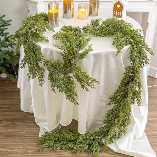 Christmas Simulation Christmas Decorations Green Rattan Needle Leaves Rattan Christmas Home Decoration Fireplace Pendant - Image 2