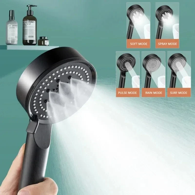 Booster Shower Head 5 Modes Household Adjustable High Pressure Water Massage Shower Head Handheld Spray Shower Bathroom Supplies - Image 2