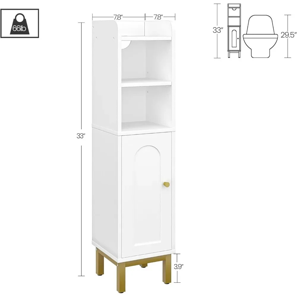 Bathroom Storage Cabinet, Small Corner Floor Cabinet with Door and Shelves, Narrow Toilet Paper Cabinet, Bathroom Organizer - Image 6