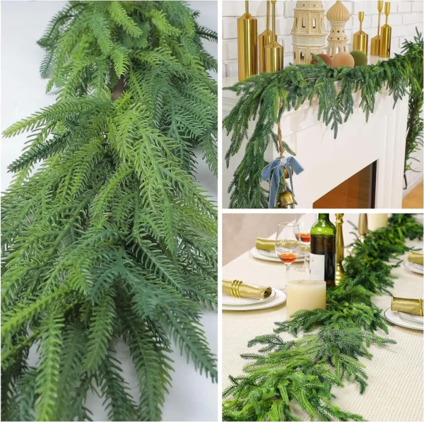 Christmas Simulation Christmas Decorations Green Rattan Needle Leaves Rattan Christmas Home Decoration Fireplace Pendant