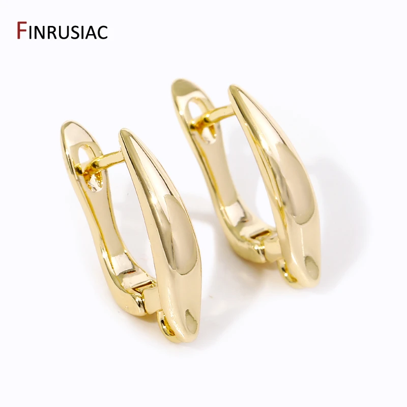 DIY Women Earrings Making Supplies 18K Gold Plated Brass Smooth Earwire Fasteners Earring Hooks Clasp Making Accessories - Image 2