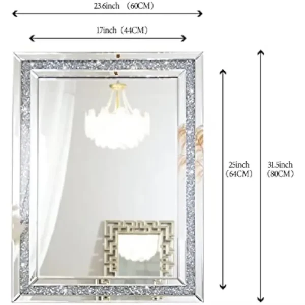 Decorative Mirror, 32 x 24 Inches Decorative Crystal Mirrors for Wall Decor, Living Room Luxury Modern Mirrored Home Decoration - Image 2