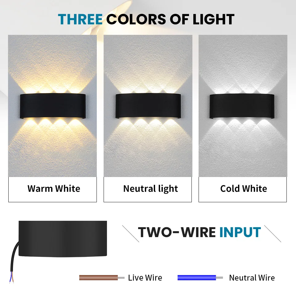 LED Wall Lamp Waterproof IP66 Indoor Outdoor Lamp Garden Lights for Living Room Hallway Bedroom Decor - Image 5