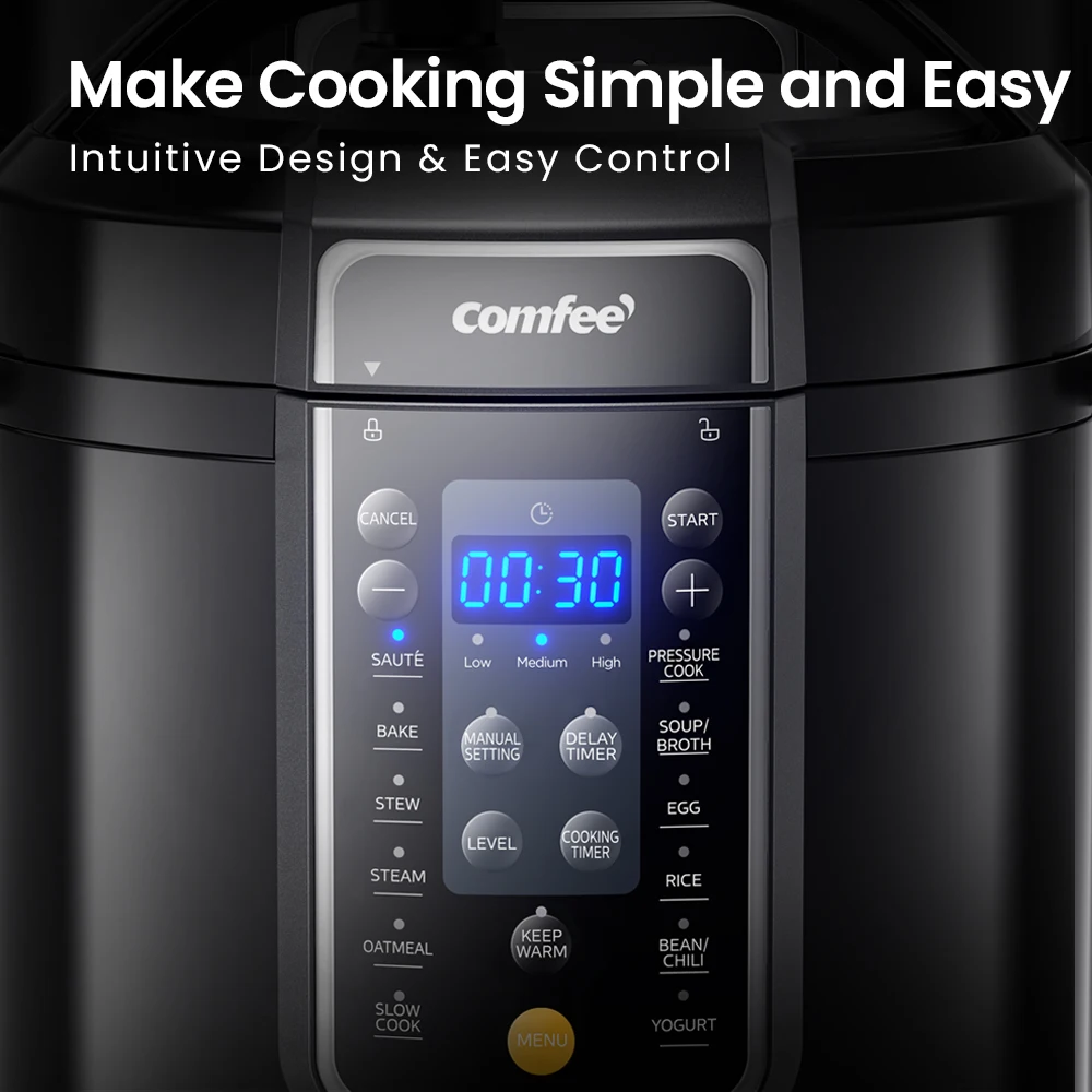 COMFEE’ 6 Quart 9-in-1 Electric Pressure Cooker 13 Presets Instant Multi Cooker Olla de Presion Slow Rice Cooker Non-Stick Pot - Image 5