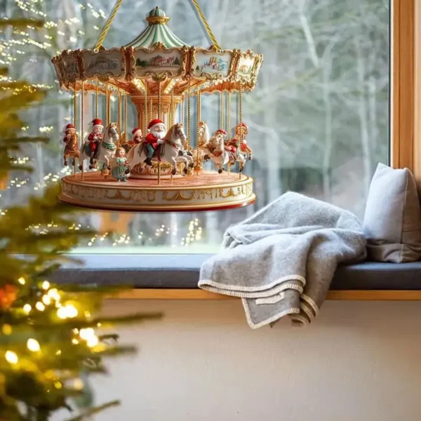 New 2d Rotating Santa Claus Pendant Christmas Day Activities Decorations Doors And Windows Small Listing Household Items - Image 2