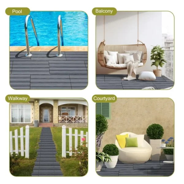 Wood Plastic Composite Patio Deck Tiles,DIY Interlocking Decking Tiles, Floor Tile,Durable, Maintenance,Waterproof,Indoor - Image 6