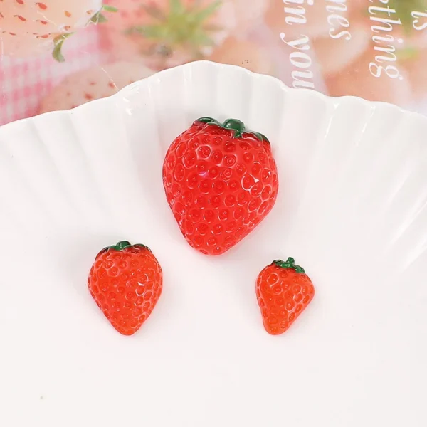 10pcs Simulation Fruit Strawberry Miniature Food Art Cabochons Flatbacks Decoden Charms Craft Supplies Kawaii Accessories - Image 8