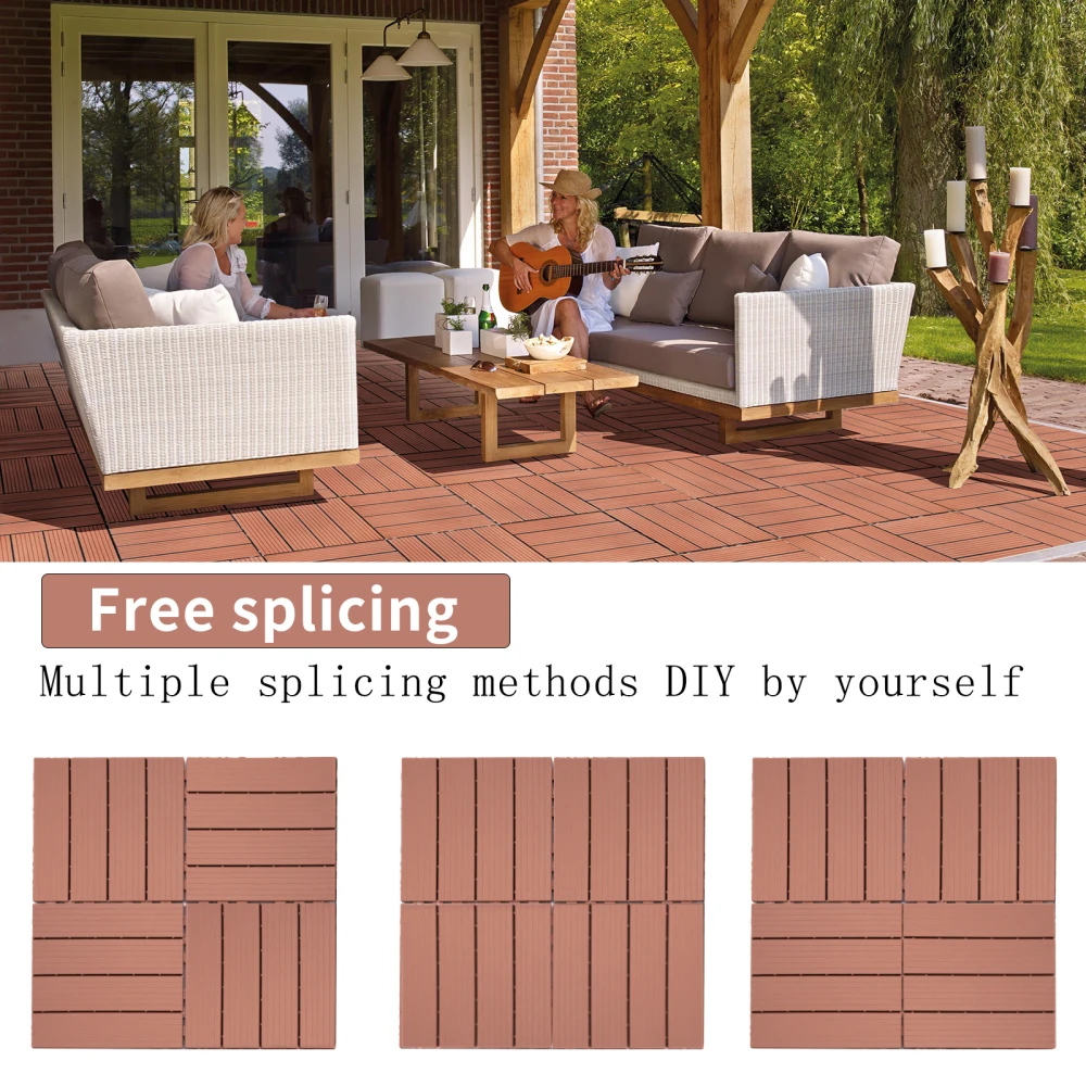 Plastic Interlocking Deck Tiles, Patio Flooring Outdoor Waterproof All Weather Use for Garden Poolside Front/Back Yard - Image 5